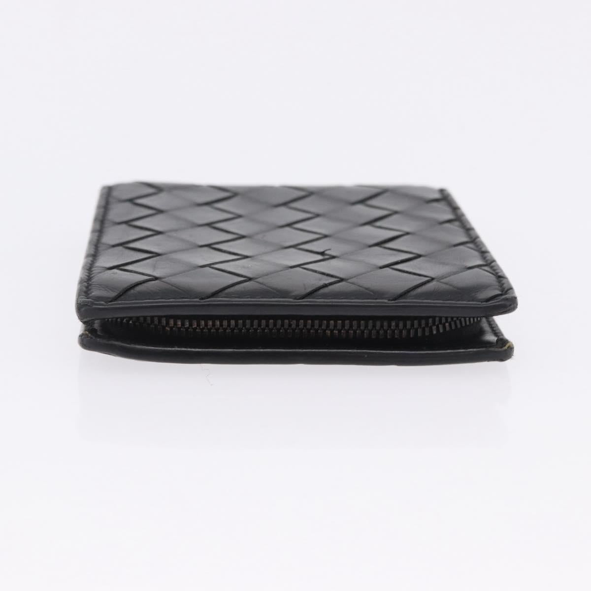 BOTTEGA VENETA INTRECCIATO Bifold Wallet Leather Black Auth bs36945