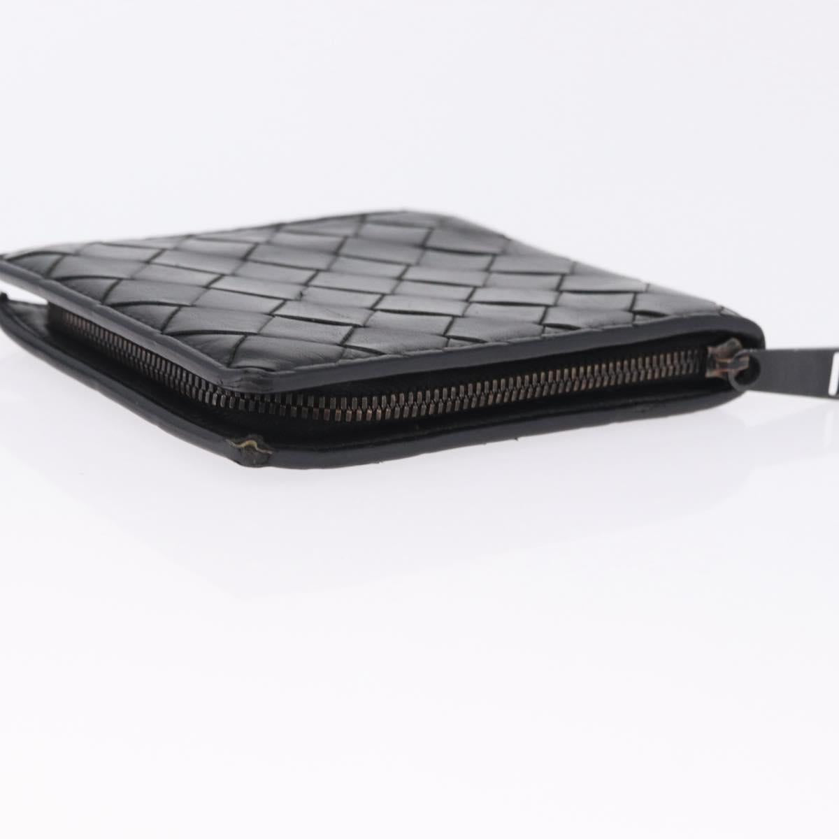 BOTTEGA VENETA INTRECCIATO Bifold Wallet Leather Black Auth bs36945