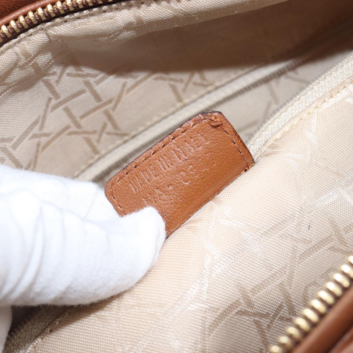 Christian Dior Canage Hand Bag Leather Brown Gold Auth bs36947