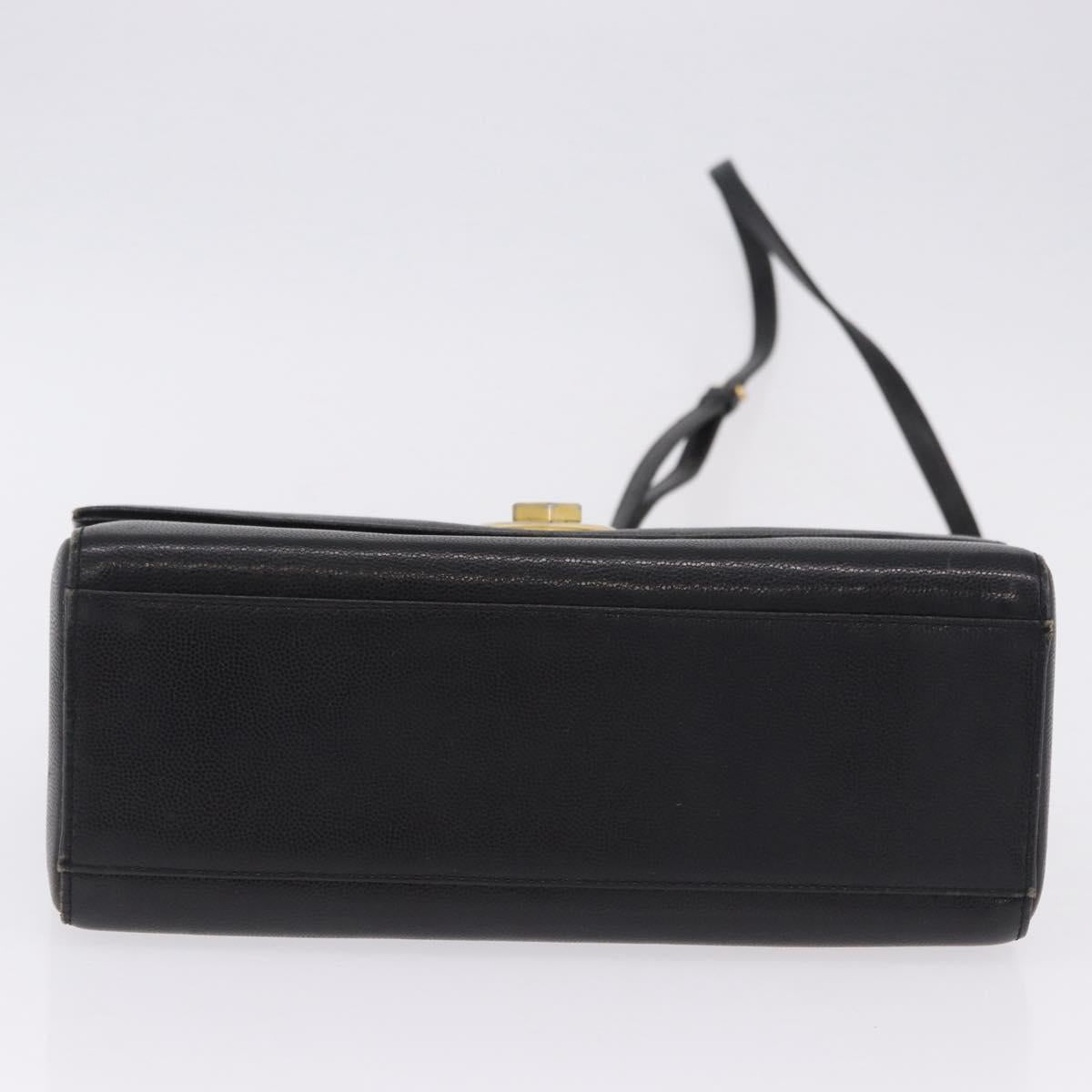GIVENCHY Hand Bag Leather 2way Black Gold Auth bs36948
