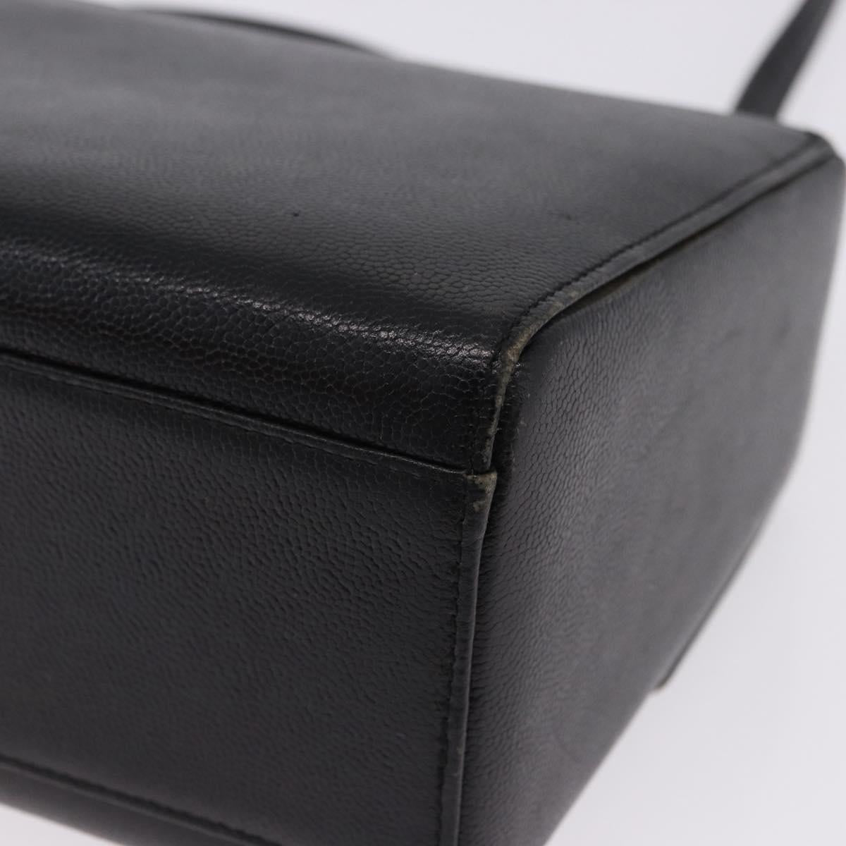 GIVENCHY Hand Bag Leather 2way Black Gold Auth bs36948