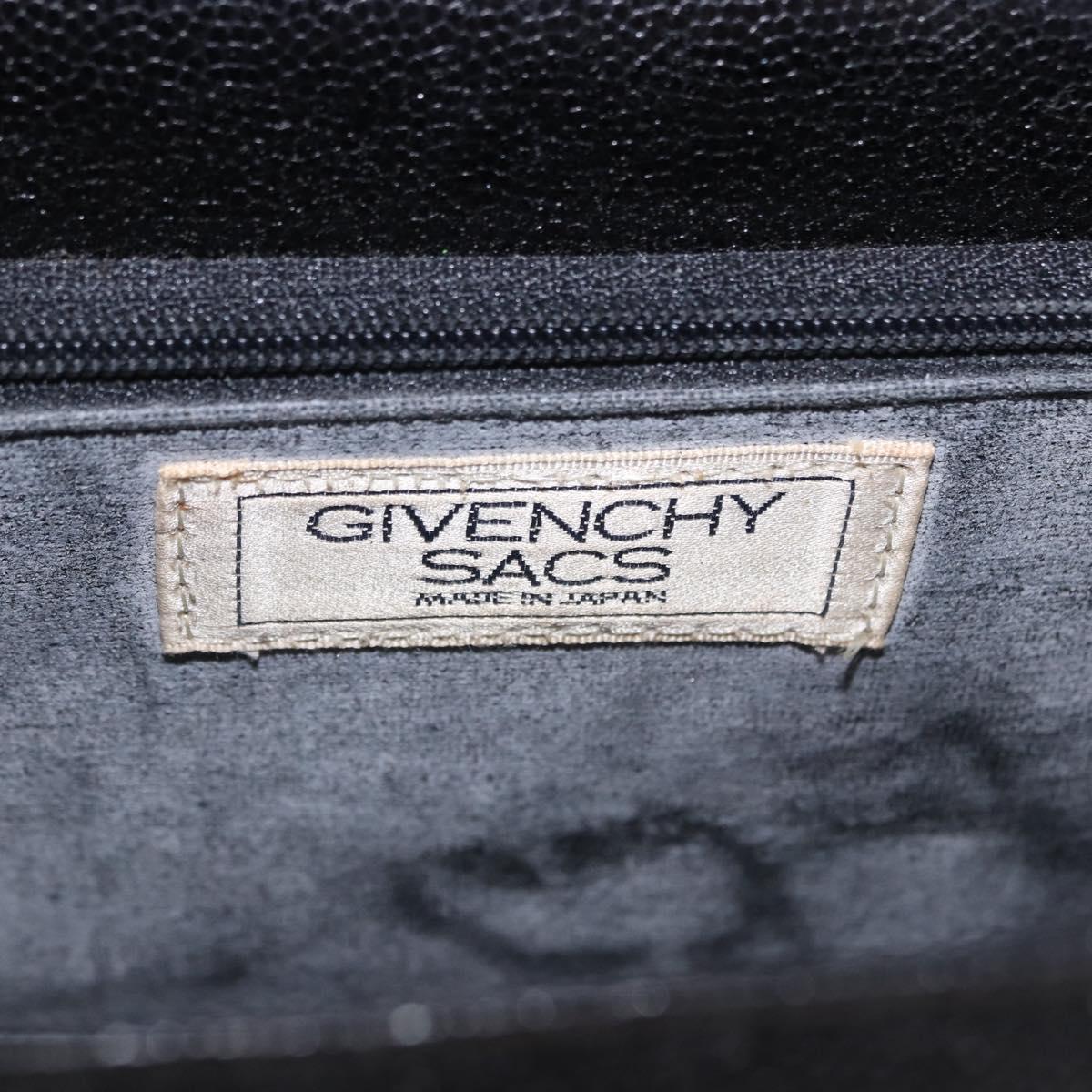 GIVENCHY Hand Bag Leather 2way Black Gold Auth bs36948