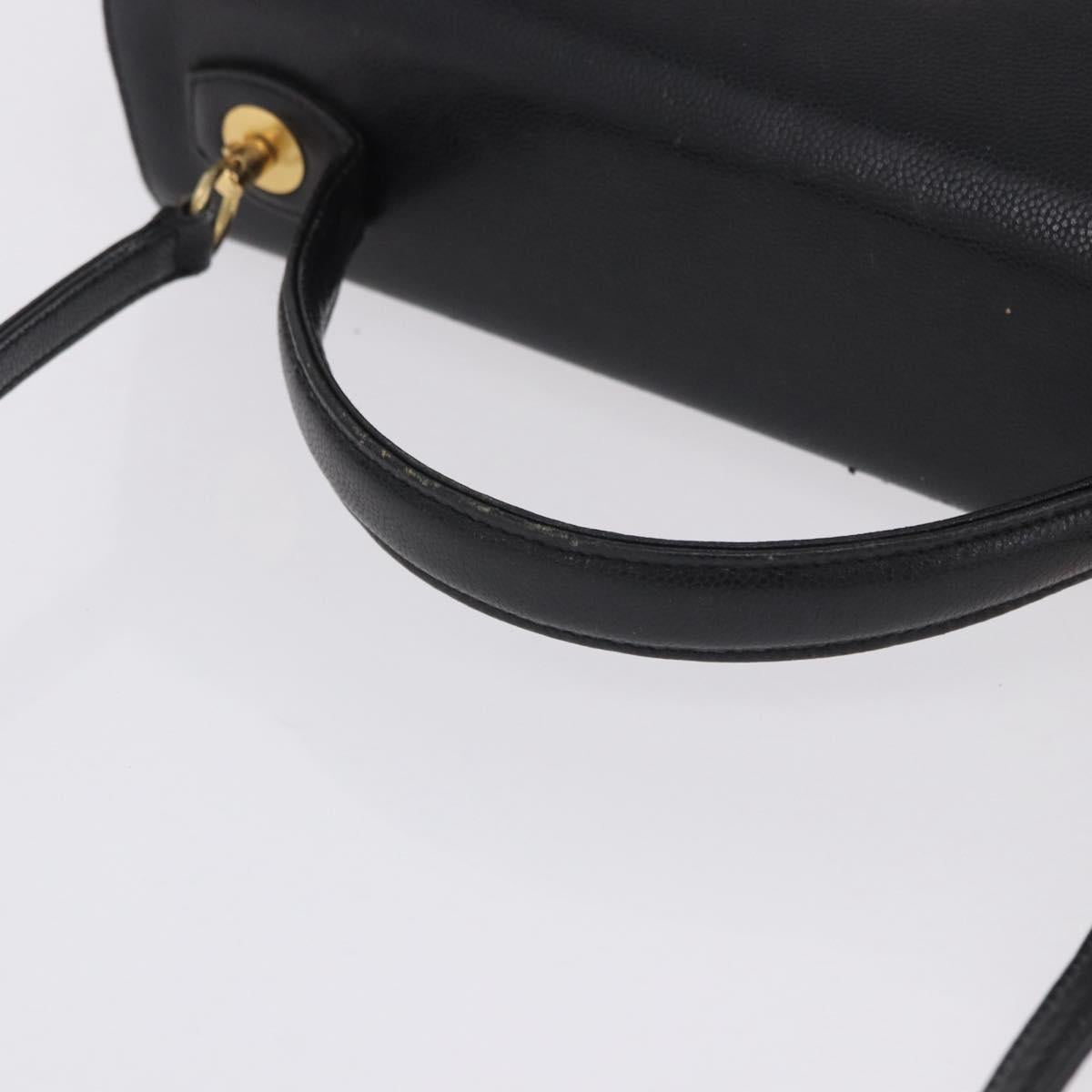 GIVENCHY Hand Bag Leather 2way Black Gold Auth bs36948