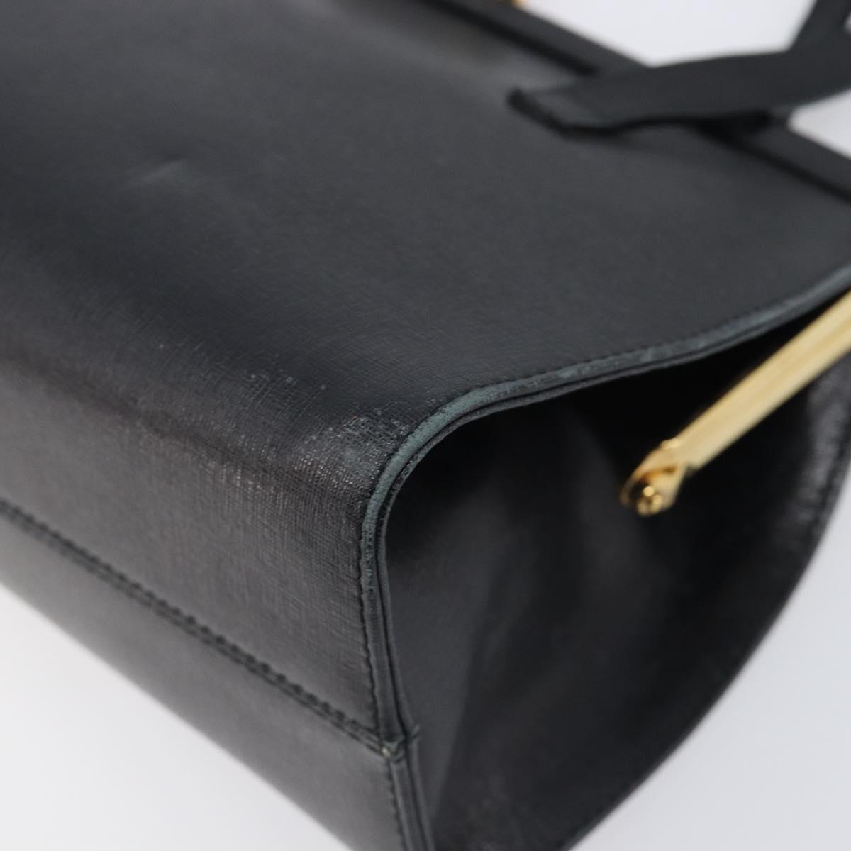 Salvatore Ferragamo Hand Bag Leather Black Gold Auth bs36950