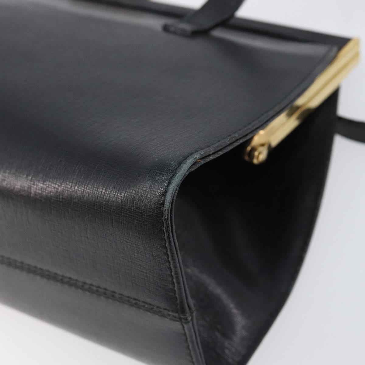 Salvatore Ferragamo Hand Bag Leather Black Gold Auth bs36950