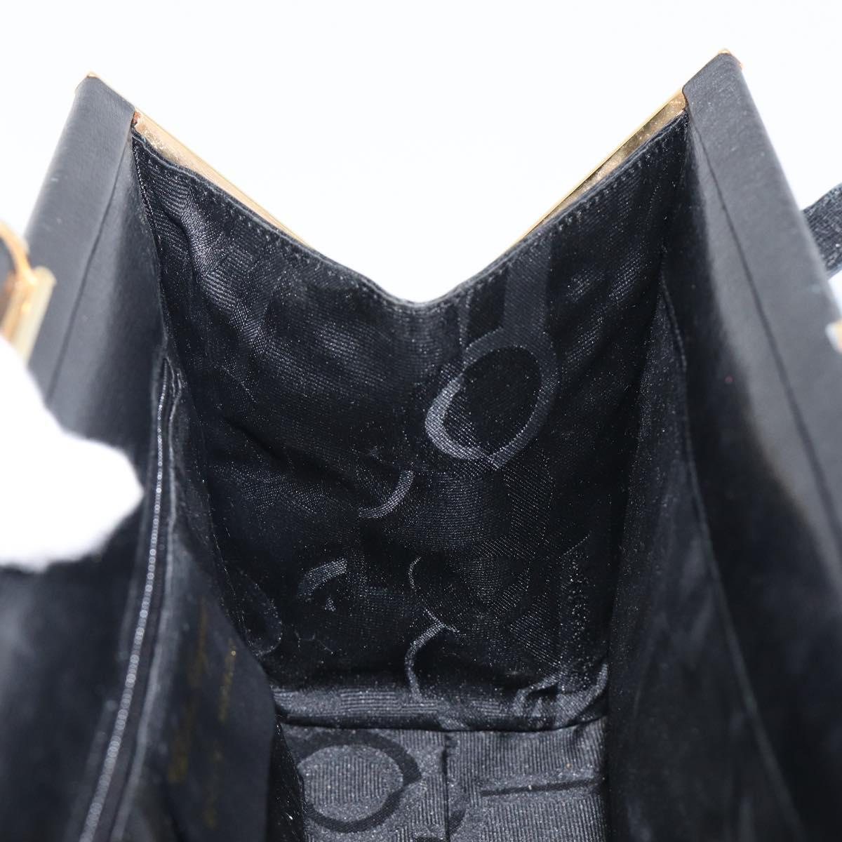 Salvatore Ferragamo Hand Bag Leather Black Gold Auth bs36950