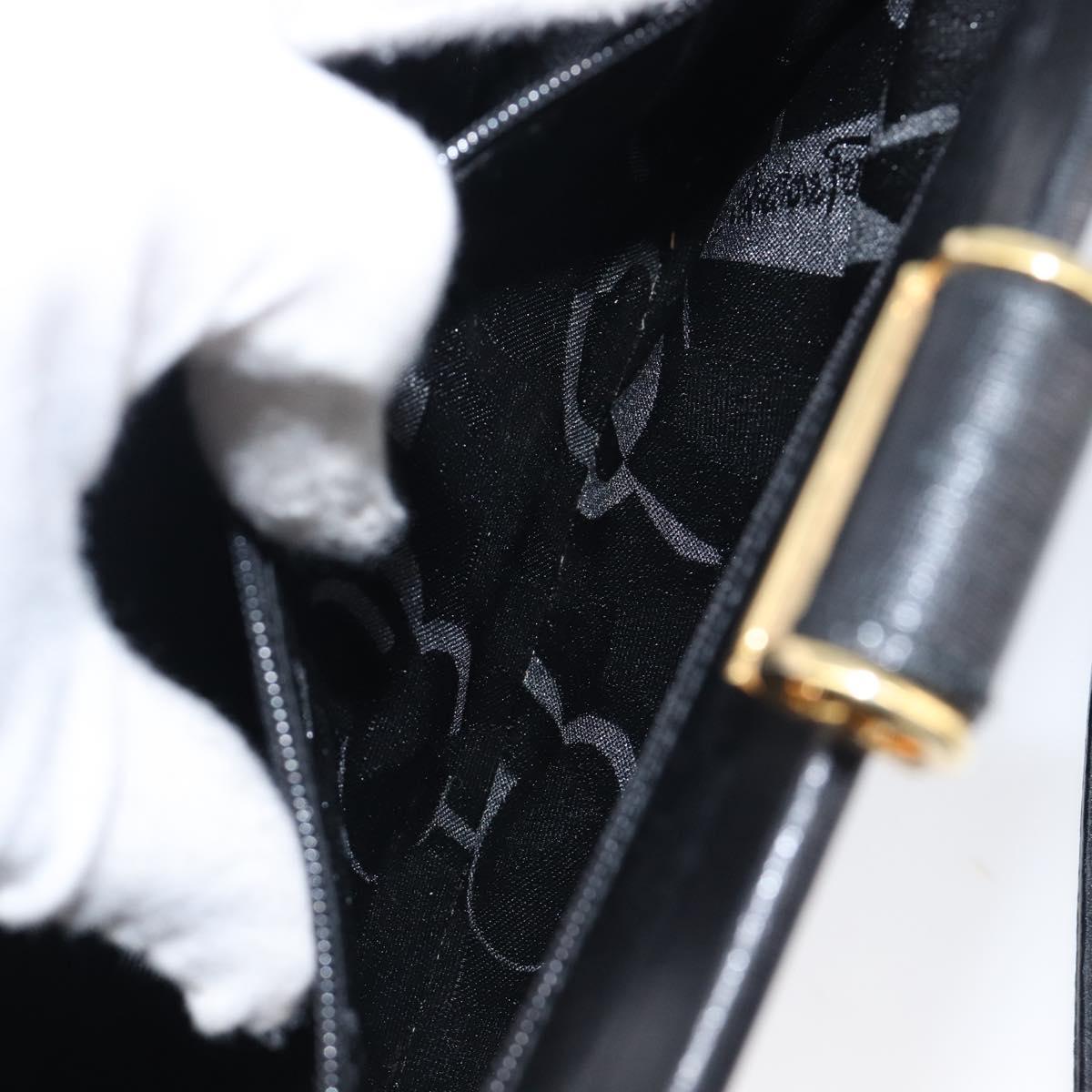 Salvatore Ferragamo Hand Bag Leather Black Gold Auth bs36950
