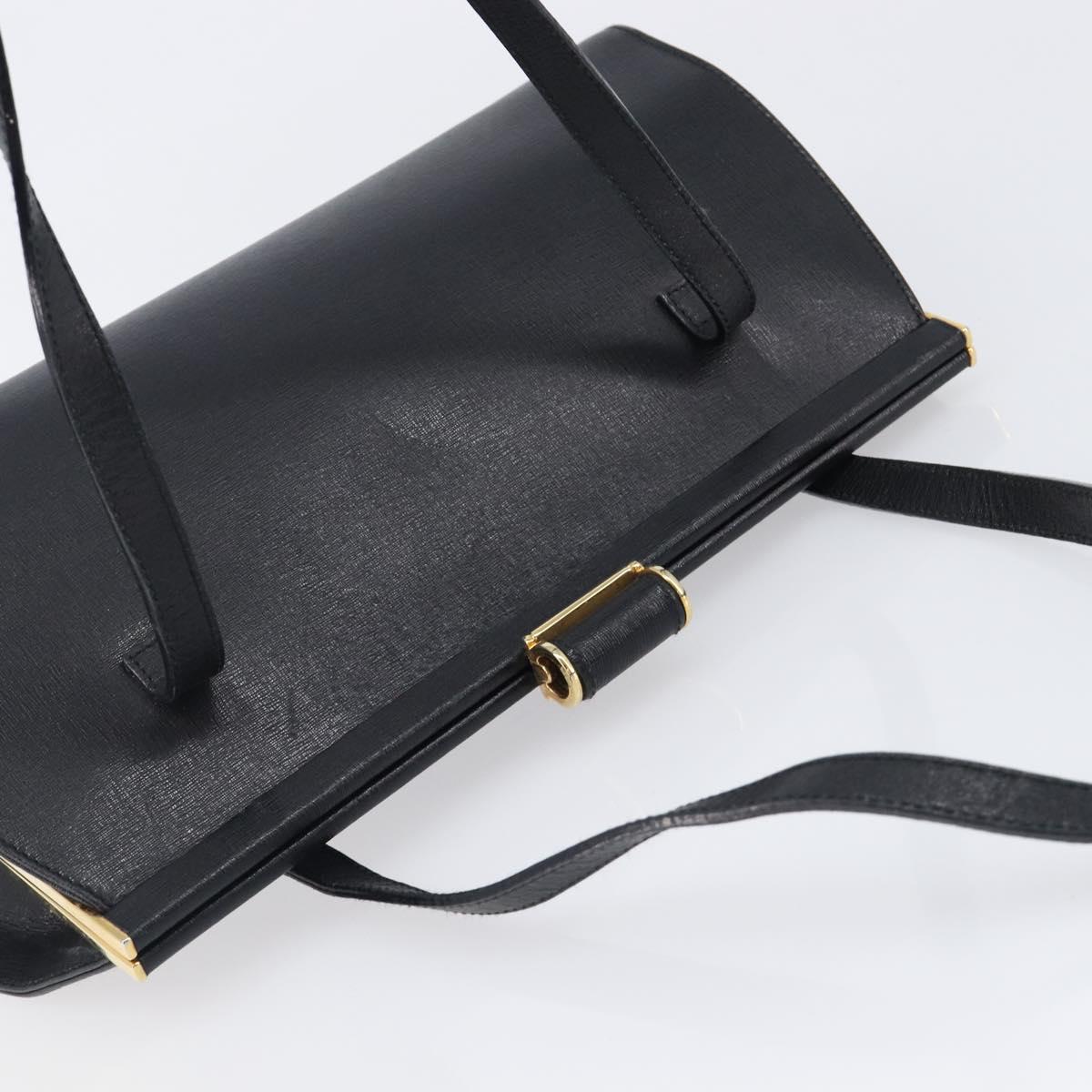 Salvatore Ferragamo Hand Bag Leather Black Gold Auth bs36950