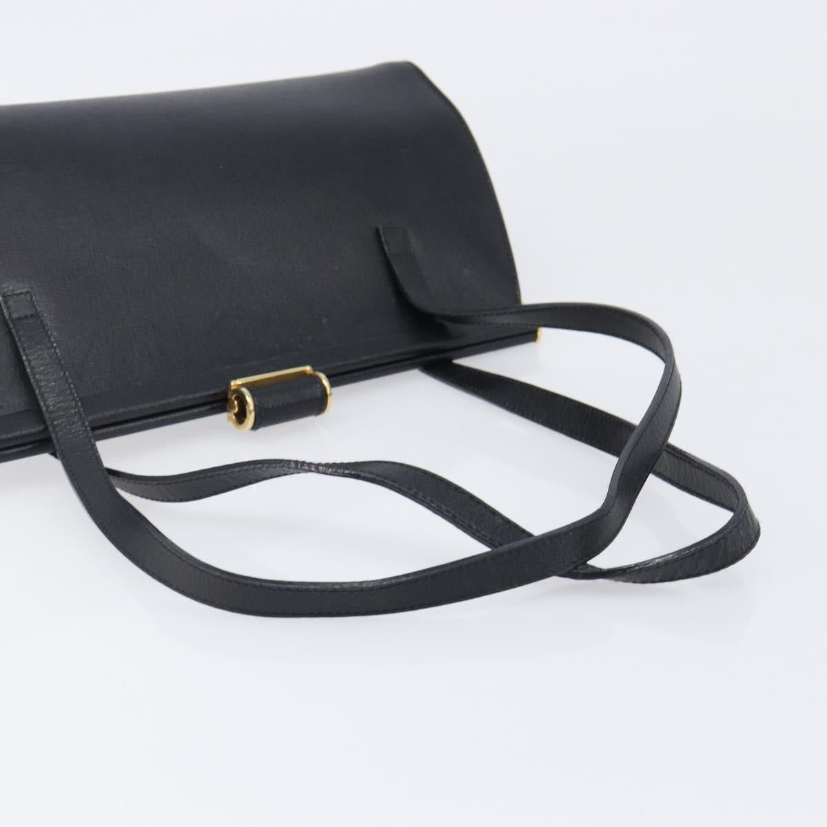Salvatore Ferragamo Hand Bag Leather Black Gold Auth bs36950