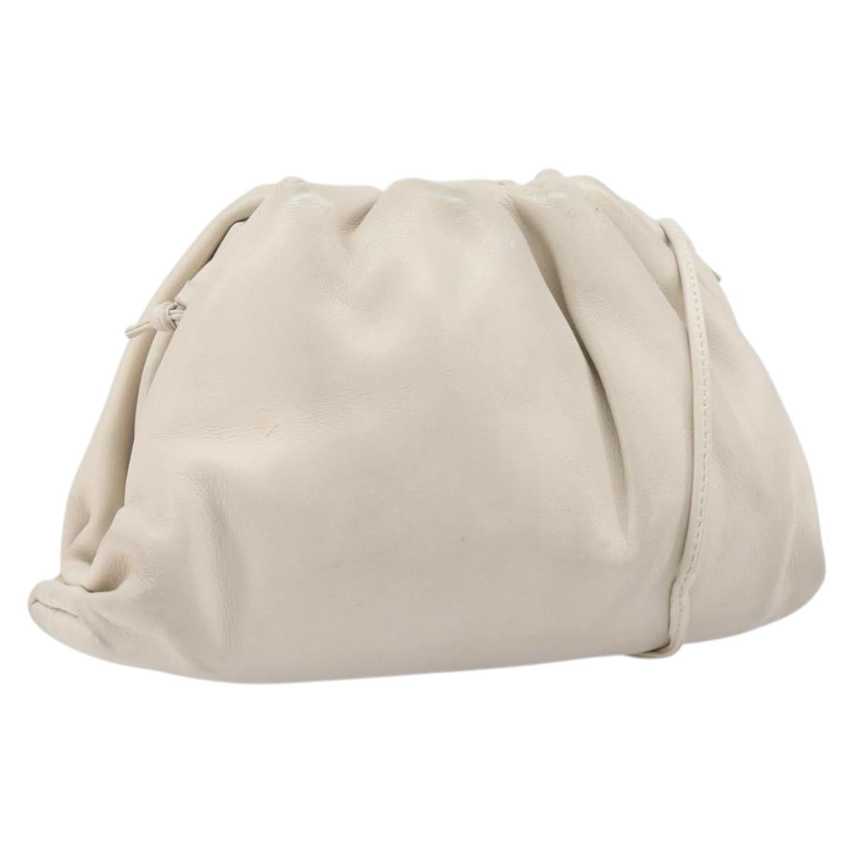 BOTTEGA VENETA Shoulder Bag Leather Ivory Gold Auth bs36951