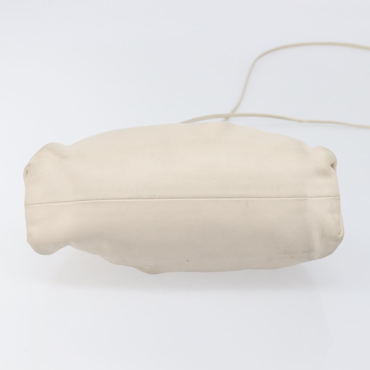 BOTTEGA VENETA Shoulder Bag Leather Ivory Gold Auth bs36951