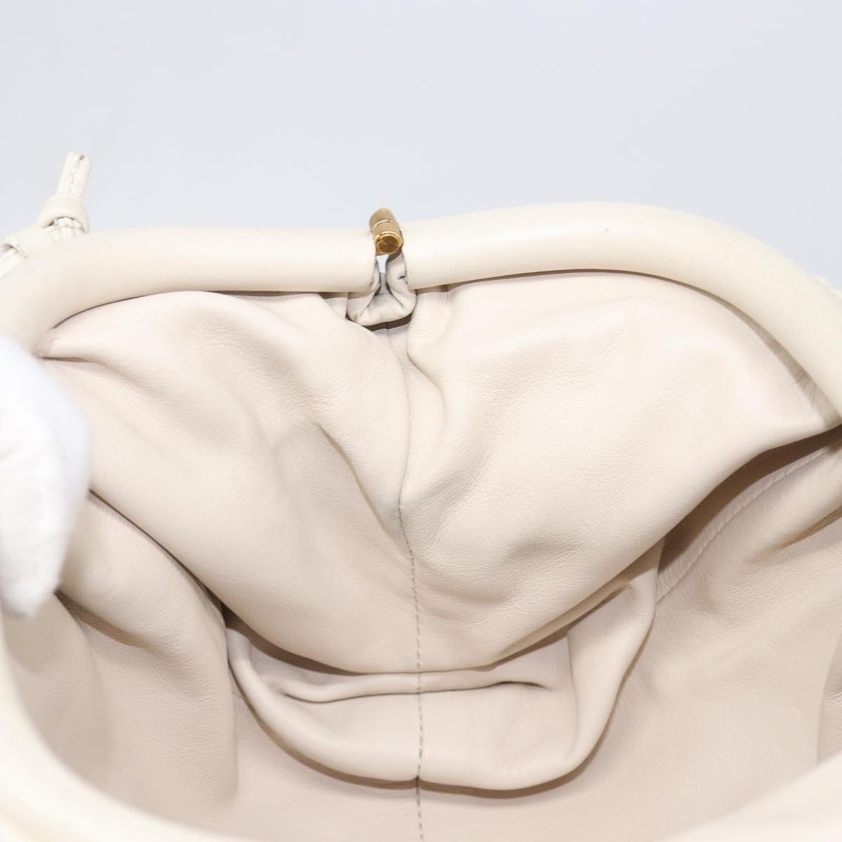 BOTTEGA VENETA Shoulder Bag Leather Ivory Gold Auth bs36951
