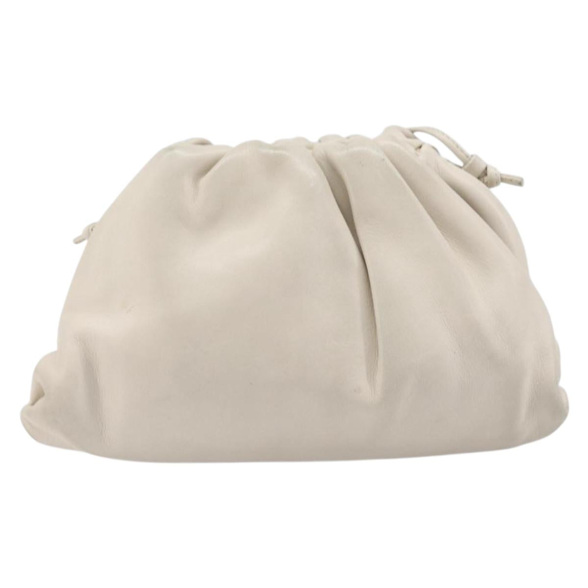BOTTEGA VENETA Shoulder Bag Leather Ivory Gold Auth bs36951