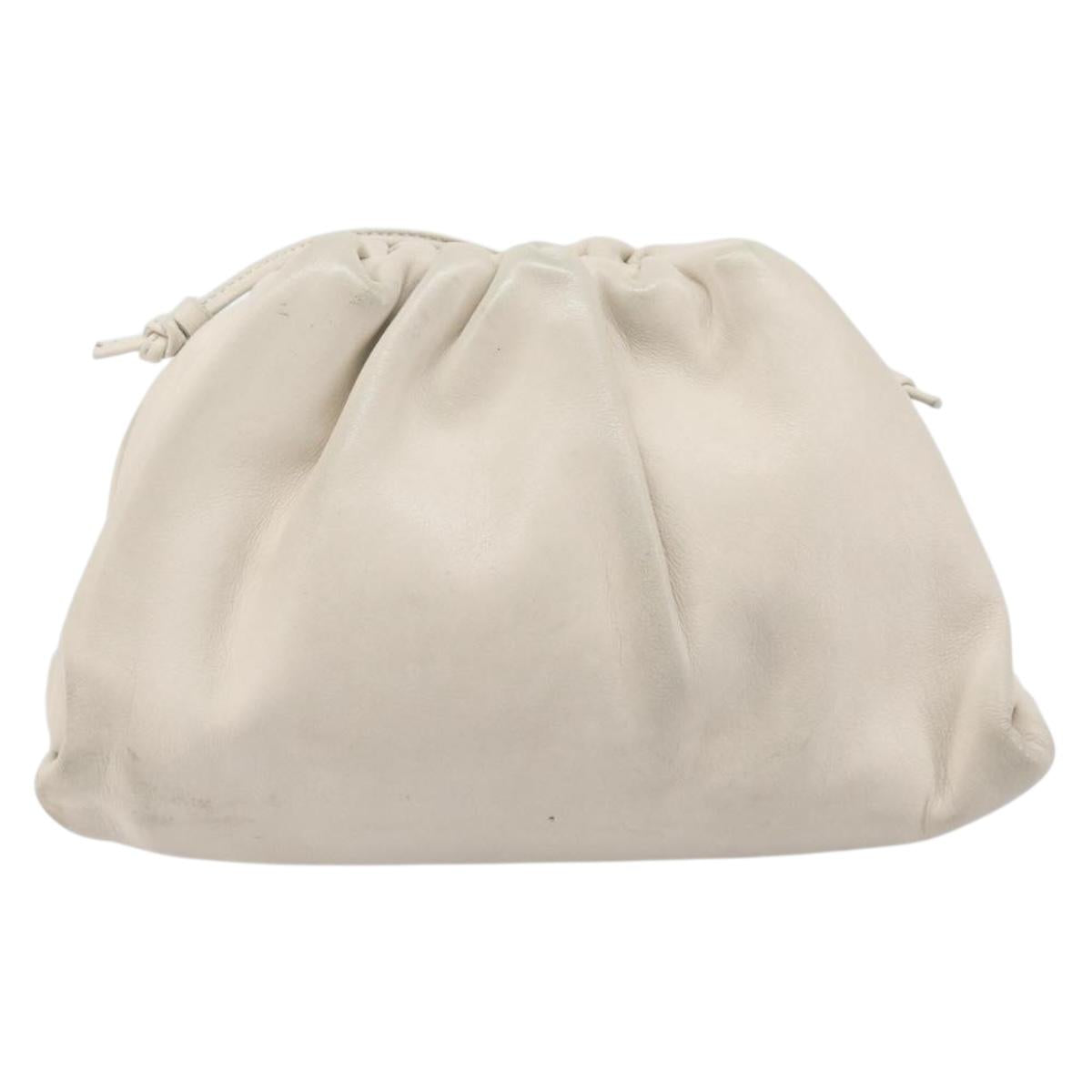 BOTTEGA VENETA Shoulder Bag Leather Ivory Gold Auth bs36951