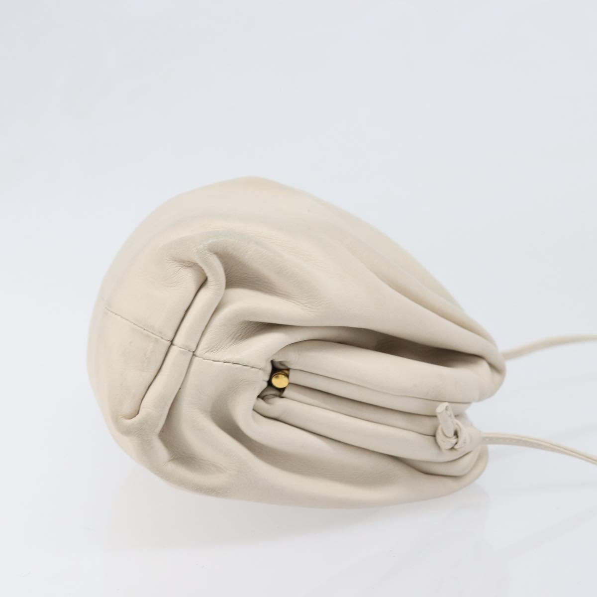 BOTTEGA VENETA Shoulder Bag Leather Ivory Gold Auth bs36951