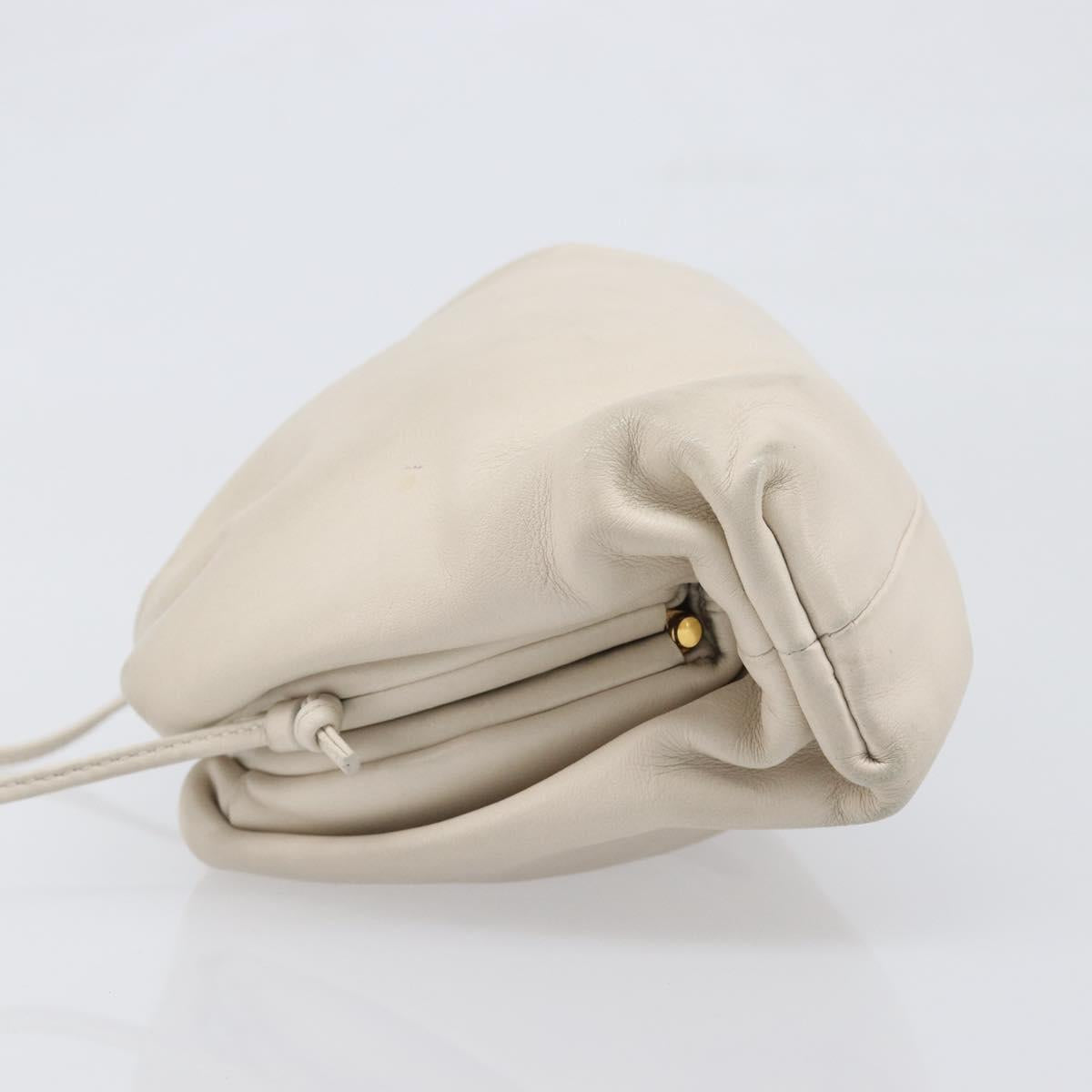 BOTTEGA VENETA Shoulder Bag Leather Ivory Gold Auth bs36951