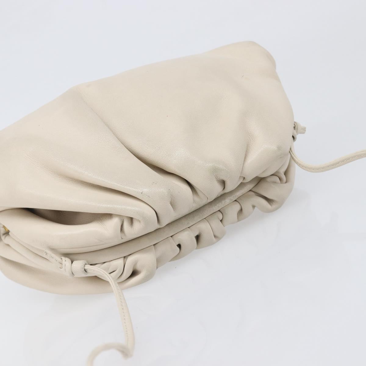 BOTTEGA VENETA Shoulder Bag Leather Ivory Gold Auth bs36951