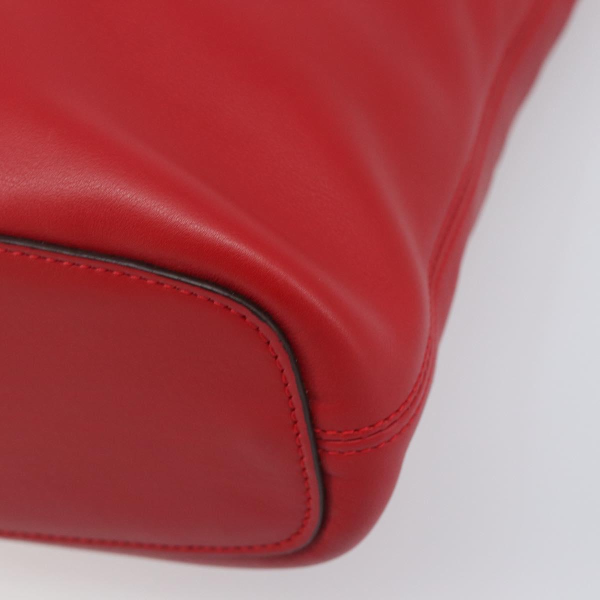 LOEWE Shoulder Bag Leather Red Silver Auth bs36952A