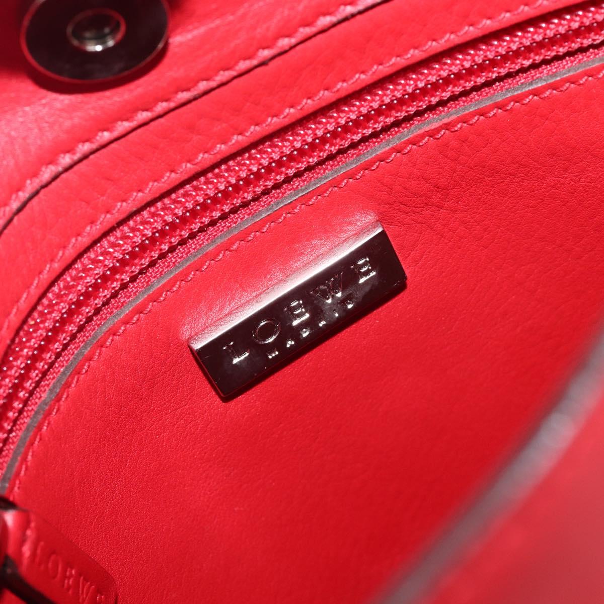 LOEWE Shoulder Bag Leather Red Silver Auth bs36952A