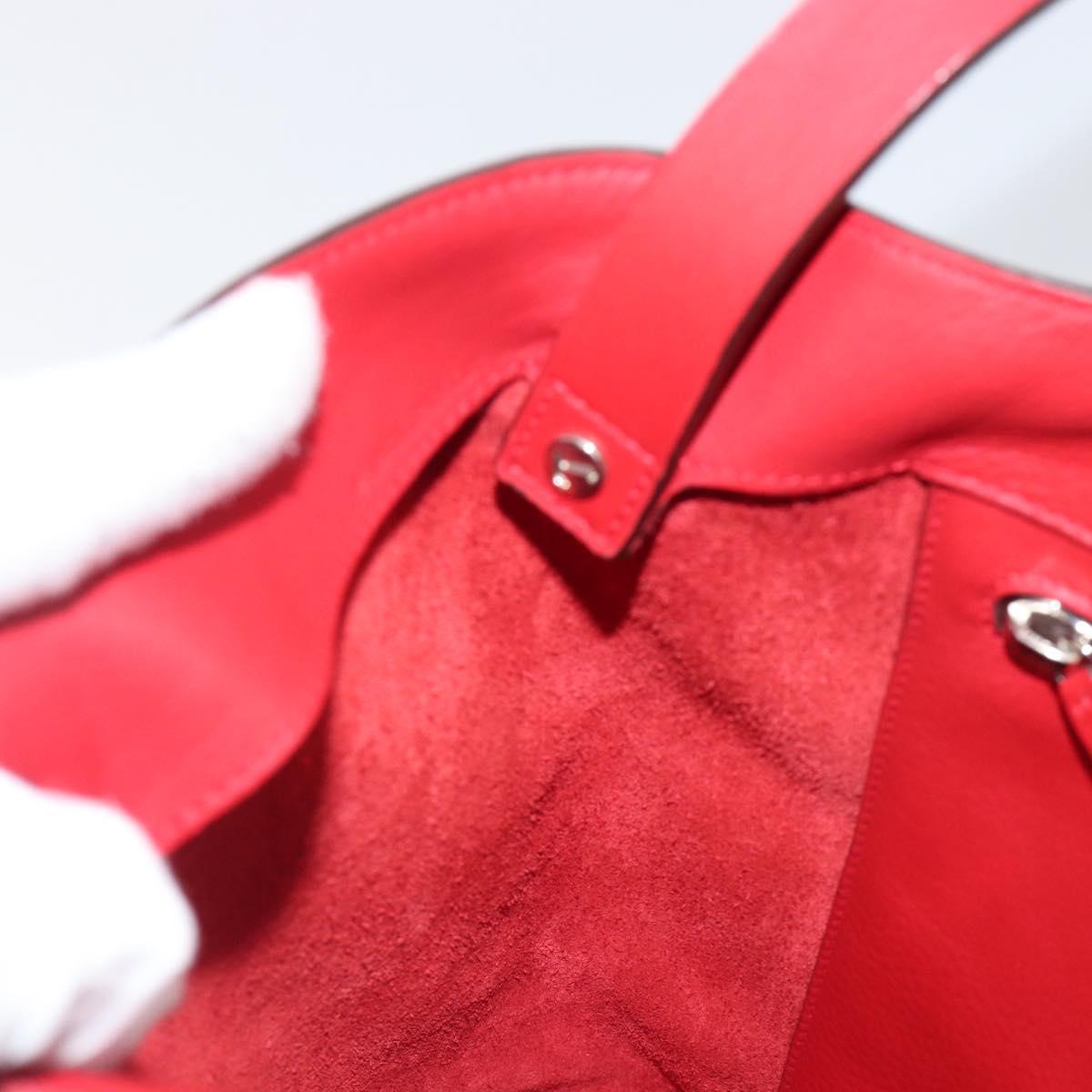 LOEWE Shoulder Bag Leather Red Silver Auth bs36952A