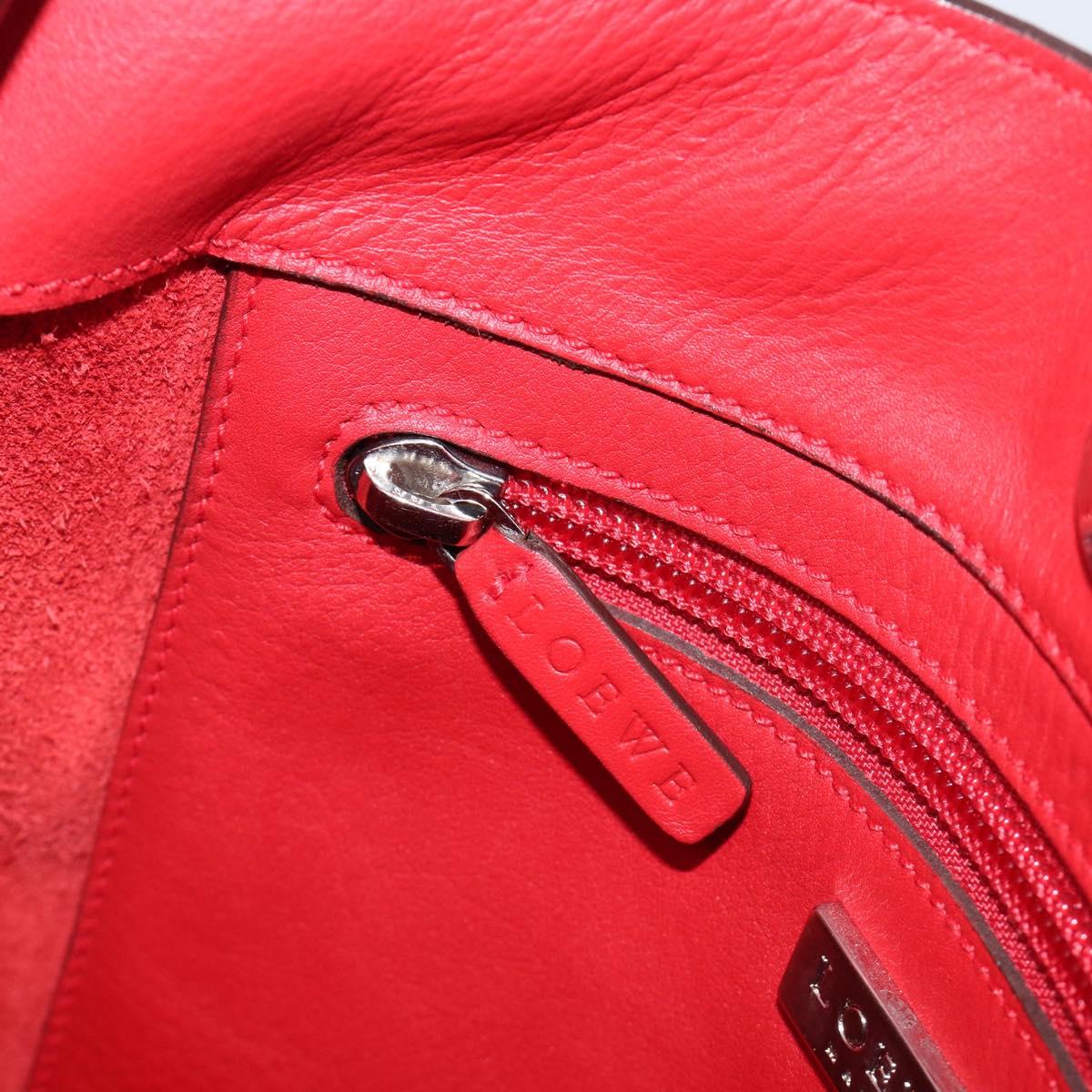LOEWE Shoulder Bag Leather Red Silver Auth bs36952A