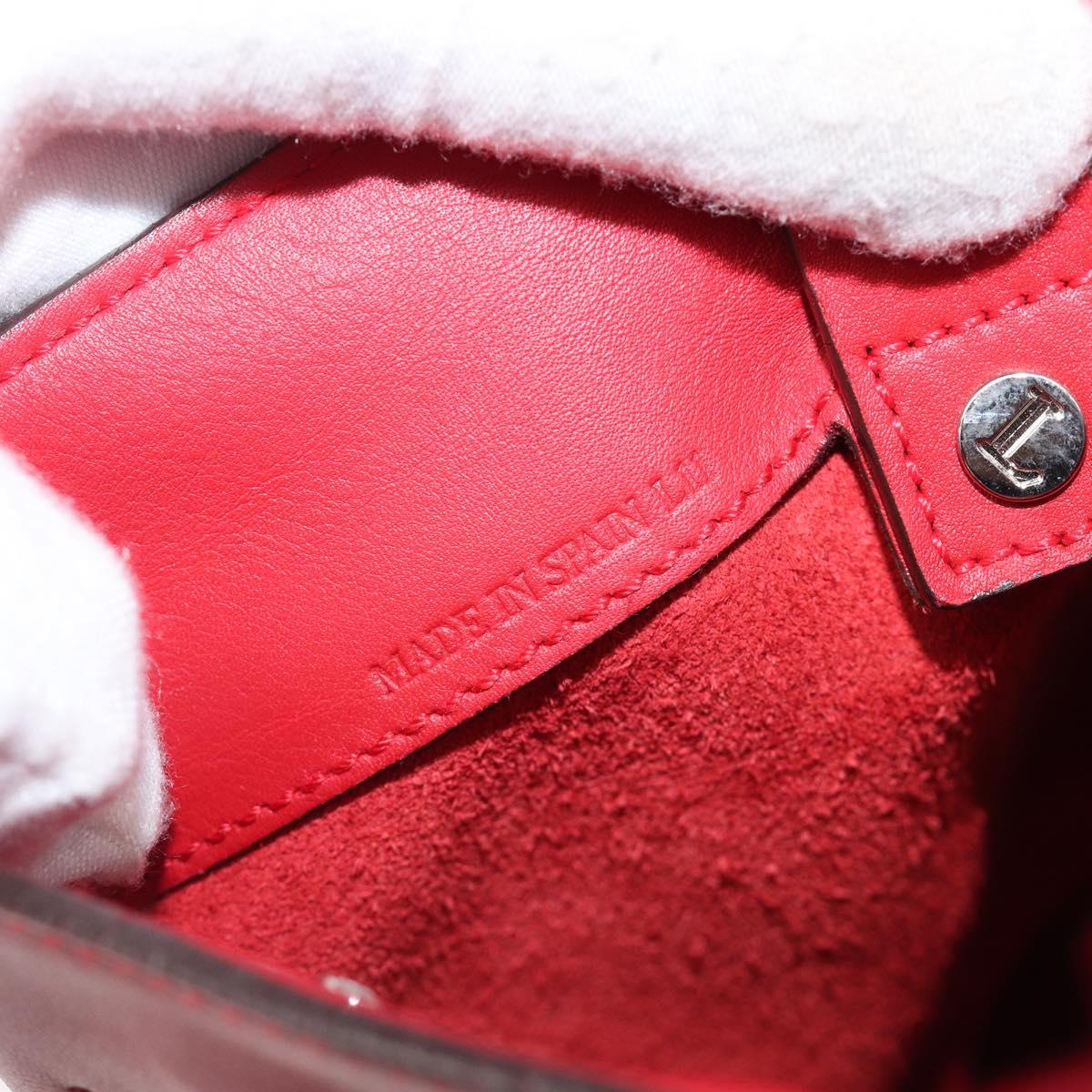 LOEWE Shoulder Bag Leather Red Silver Auth bs36952A