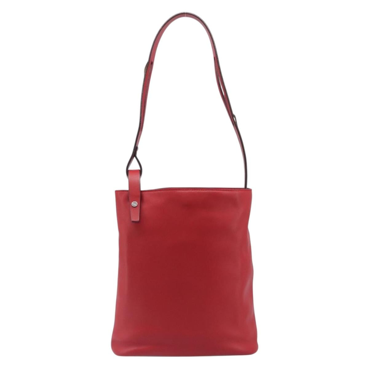 LOEWE Shoulder Bag Leather Red Silver Auth bs36952A