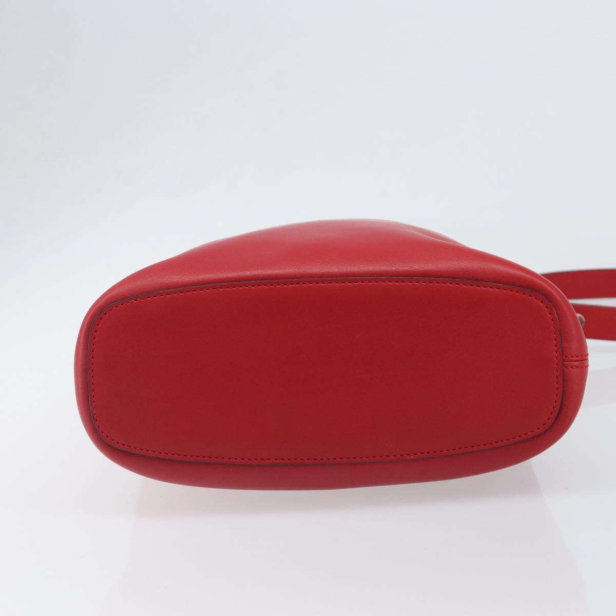 LOEWE Shoulder Bag Leather Red Silver Auth bs36952A