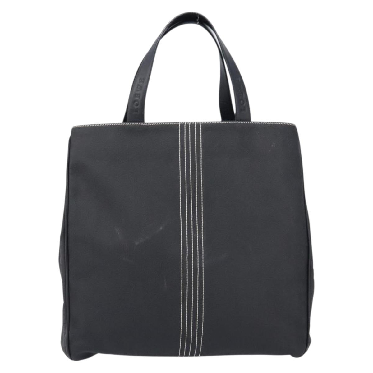 LOEWE Tote Bag Canvas PVC Black Silver Auth bs36953