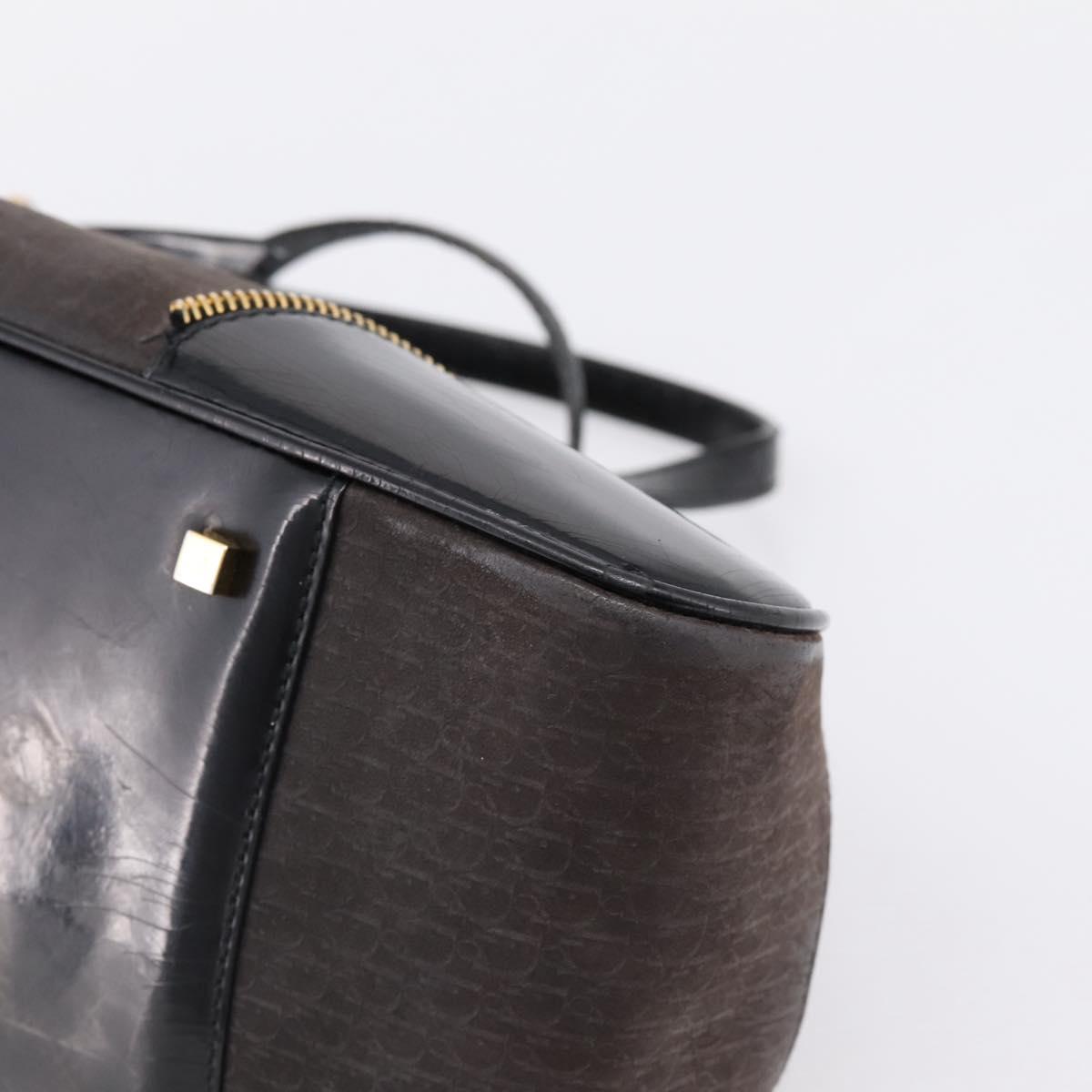 Christian Dior Trotter Canvas Hand Bag Black Gold Auth bs36954