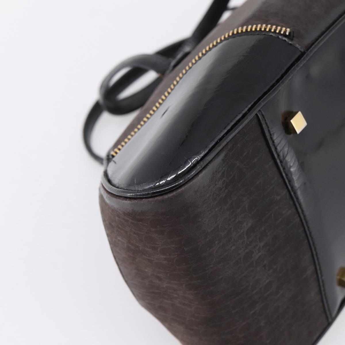 Christian Dior Trotter Canvas Hand Bag Black Gold Auth bs36954