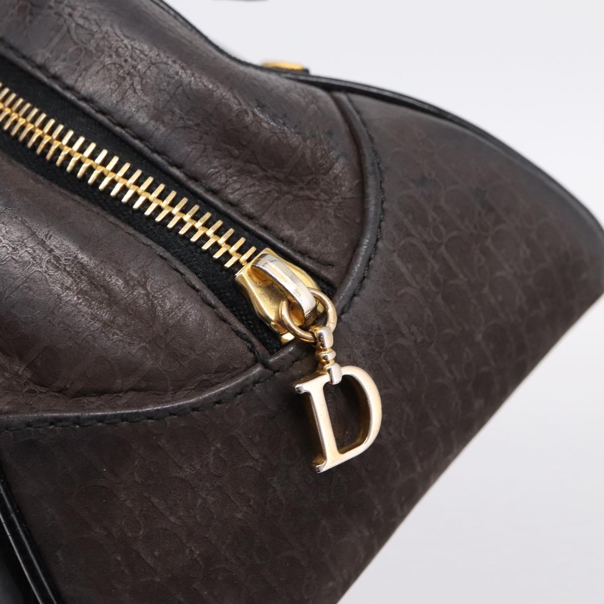 Christian Dior Trotter Canvas Hand Bag Black Gold Auth bs36954