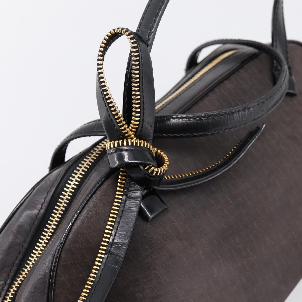 Christian Dior Trotter Canvas Hand Bag Black Gold Auth bs36954