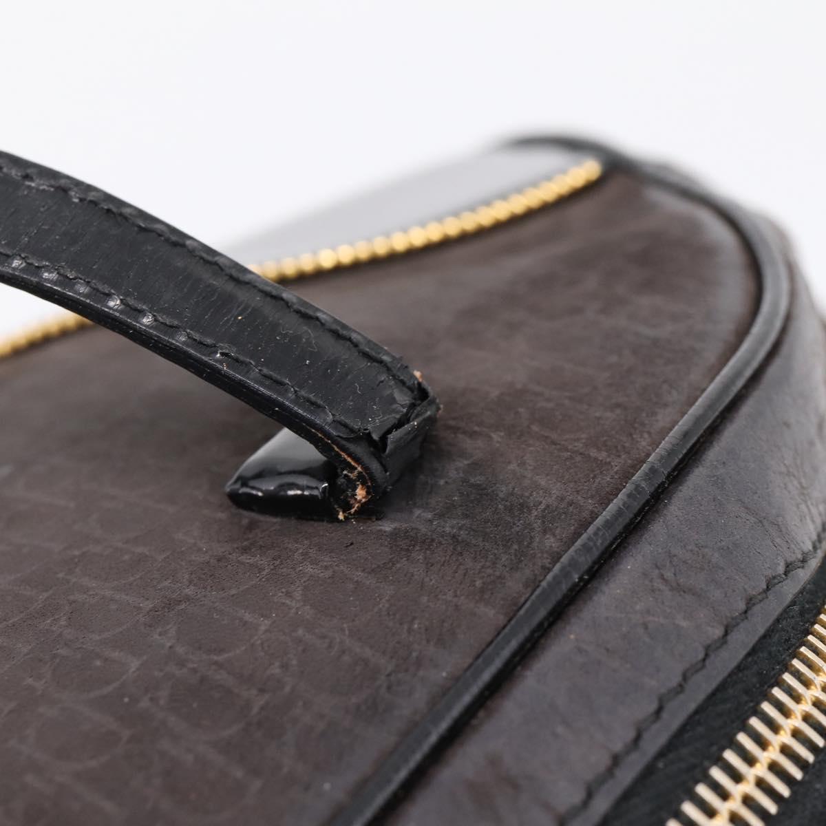 Christian Dior Trotter Canvas Hand Bag Black Gold Auth bs36954