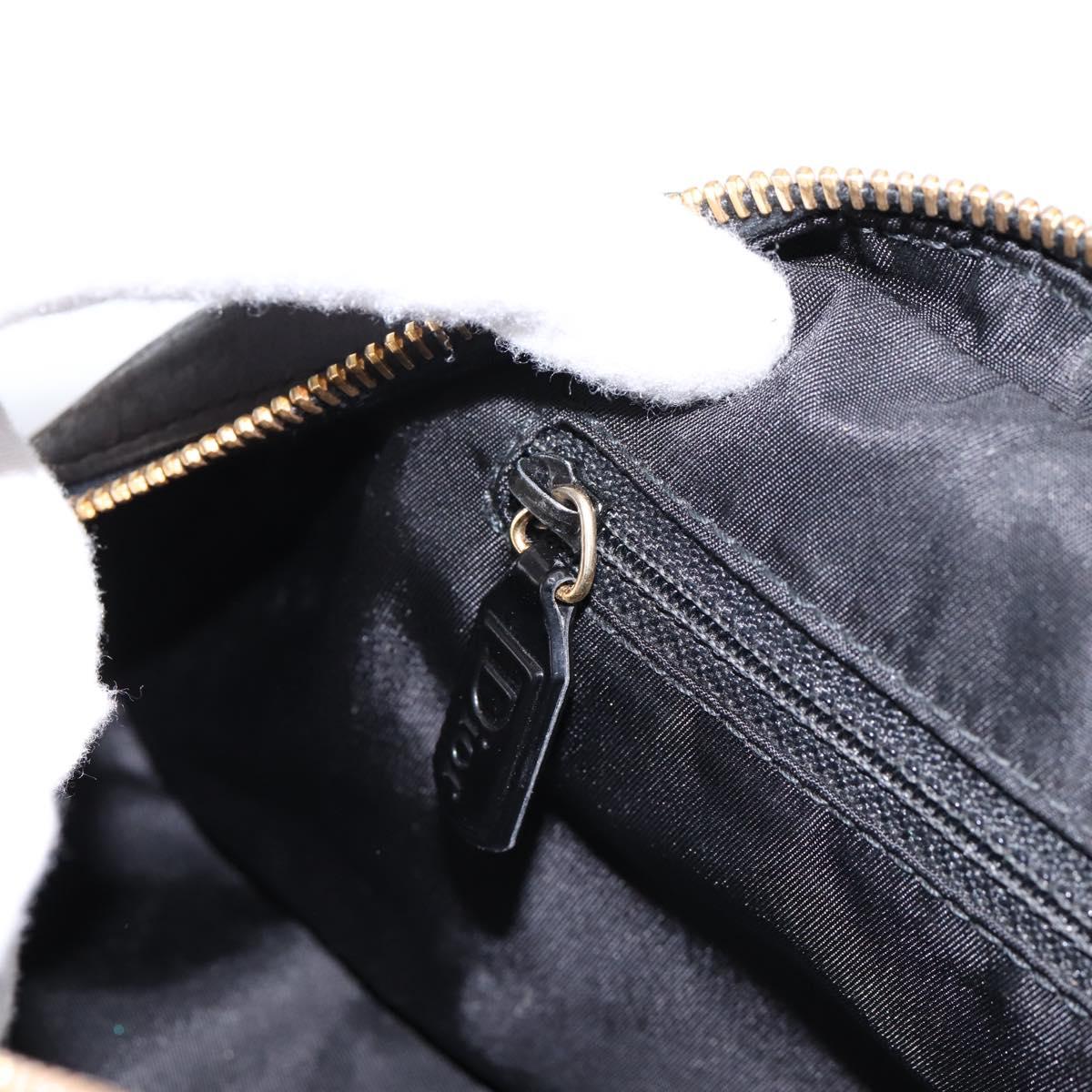 Christian Dior Trotter Canvas Hand Bag Black Gold Auth bs36954