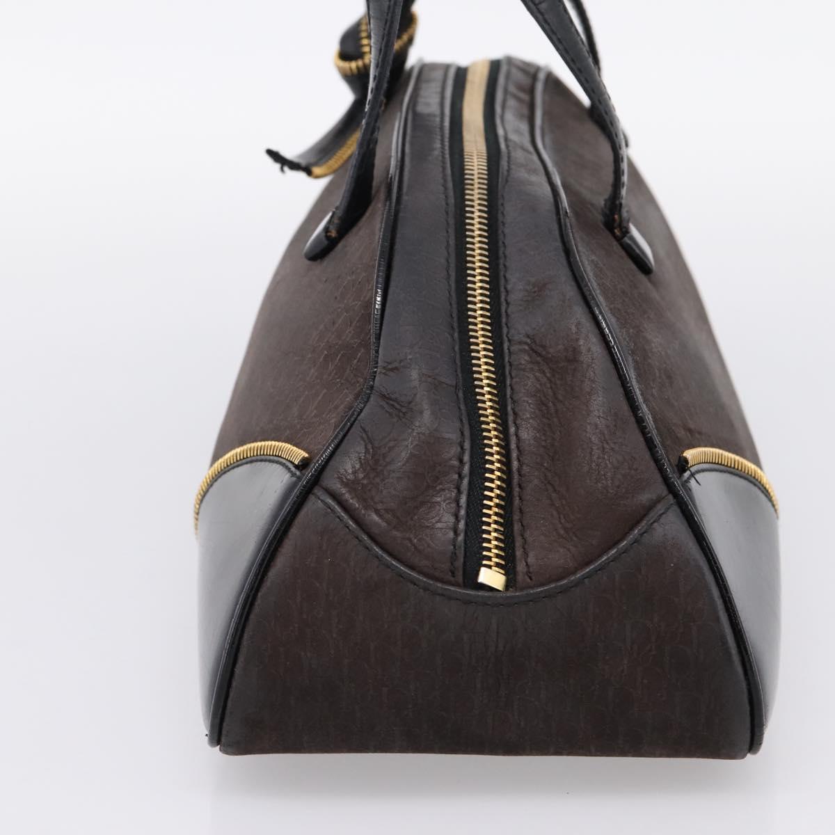 Christian Dior Trotter Canvas Hand Bag Black Gold Auth bs36954