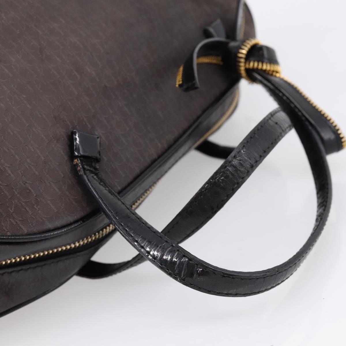 Christian Dior Trotter Canvas Hand Bag Black Gold Auth bs36954