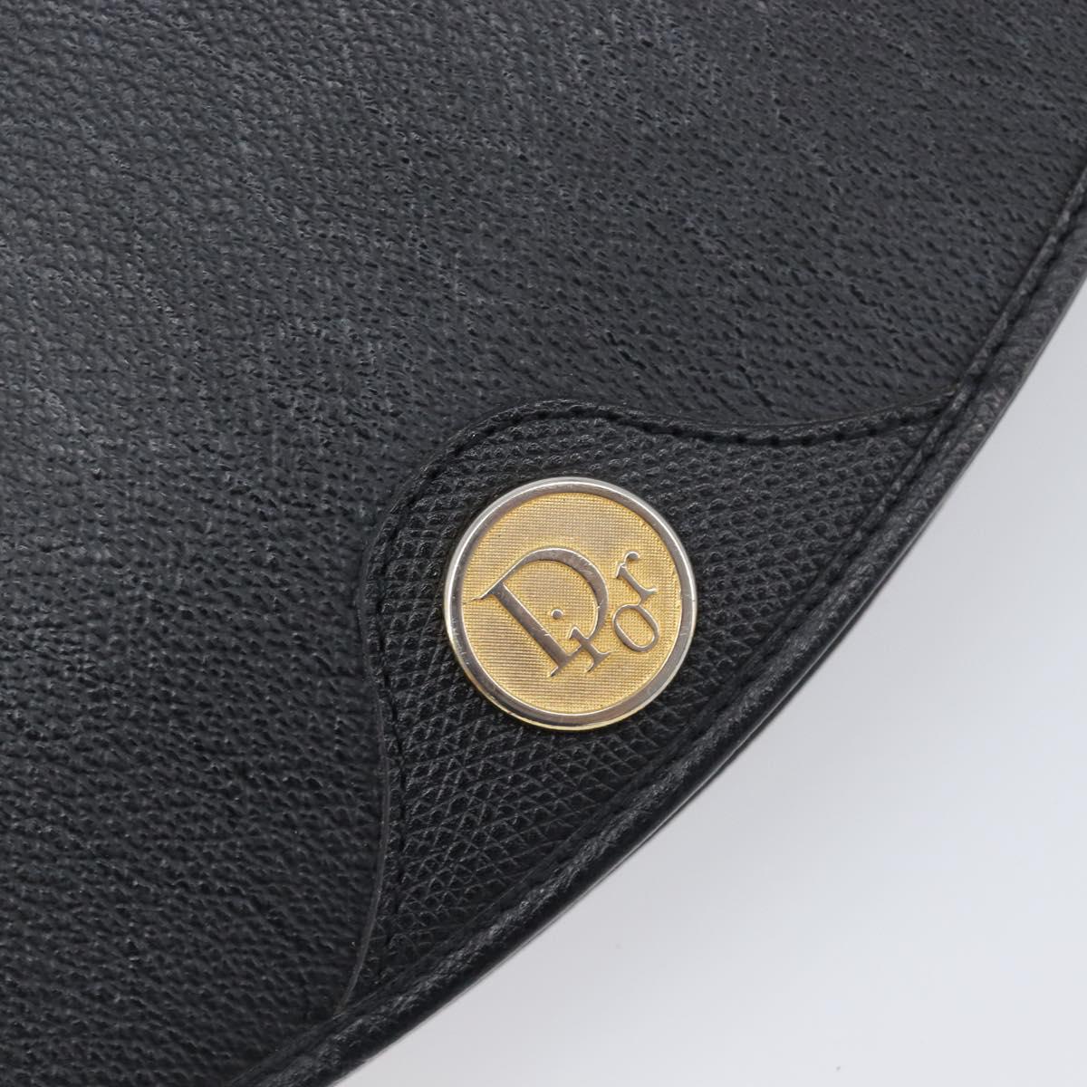 Christian Dior Honeycomb Canvas Shoulder Bag PVC Black Gold Auth bs36955