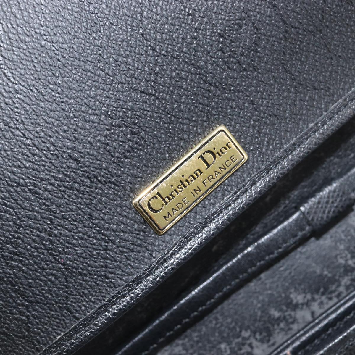 Christian Dior Honeycomb Canvas Shoulder Bag PVC Black Gold Auth bs36955