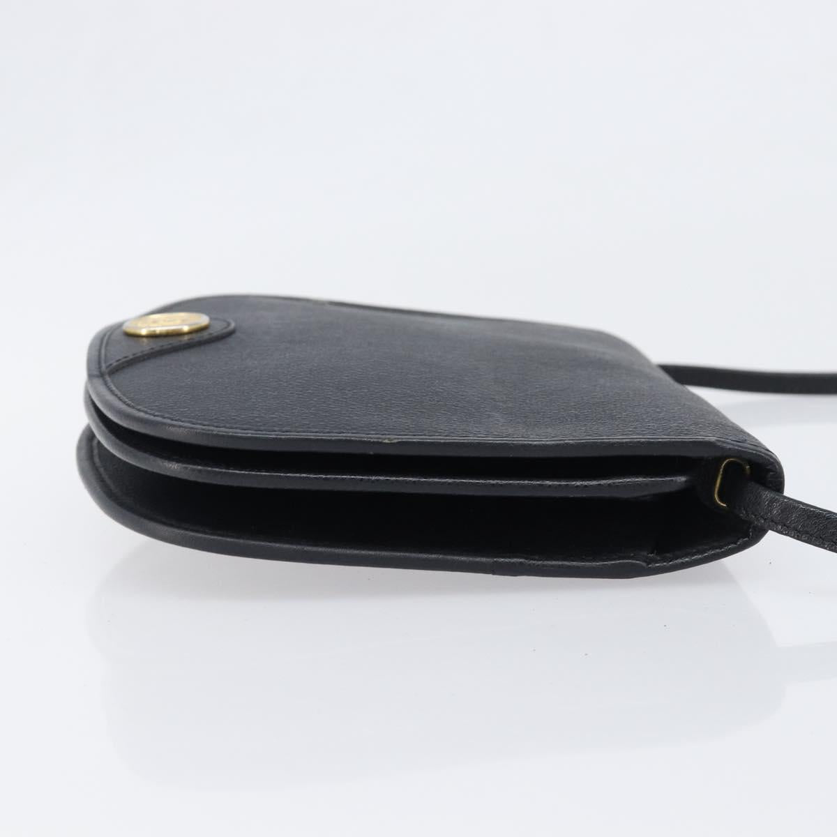 Christian Dior Honeycomb Canvas Shoulder Bag PVC Black Gold Auth bs36955