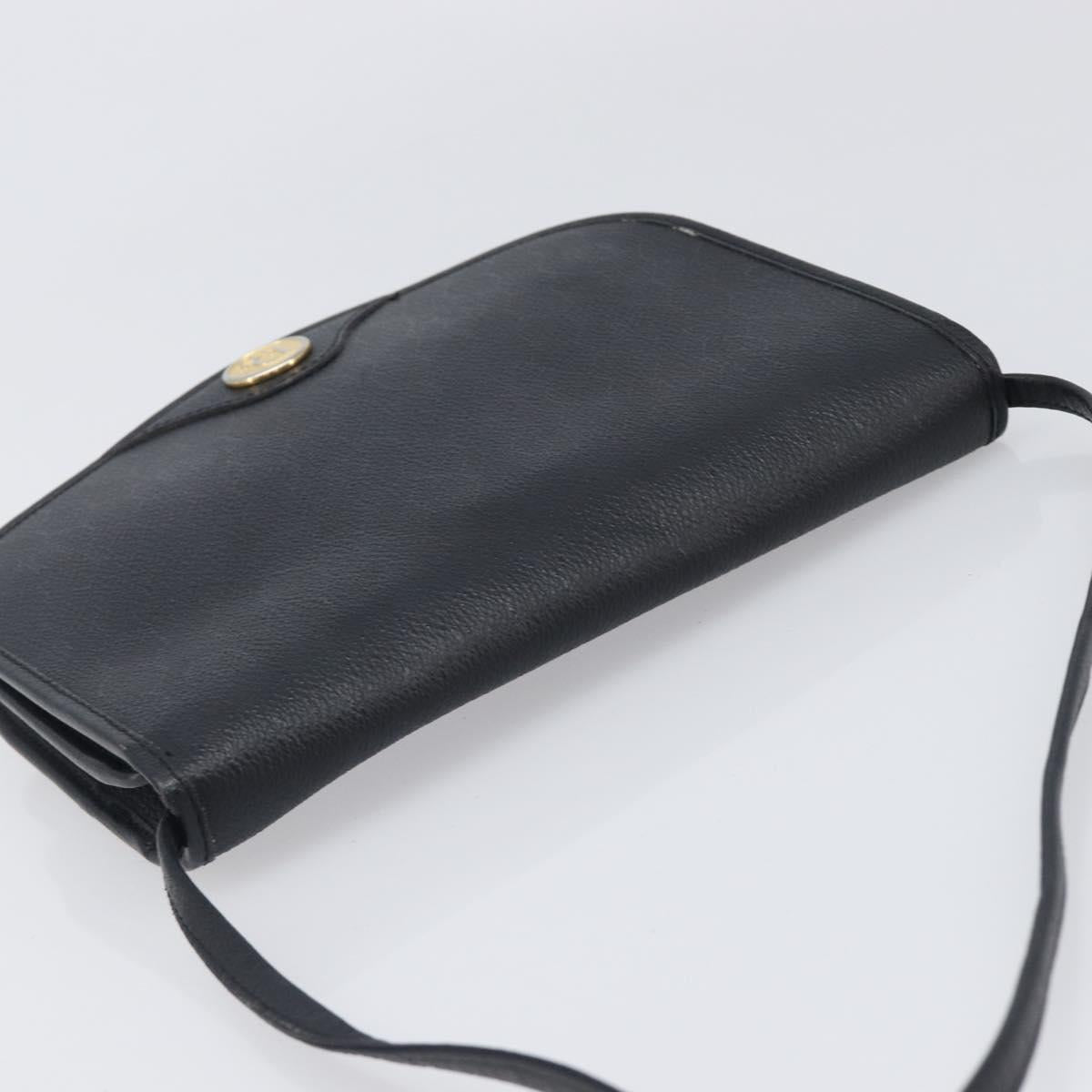 Christian Dior Honeycomb Canvas Shoulder Bag PVC Black Gold Auth bs36955