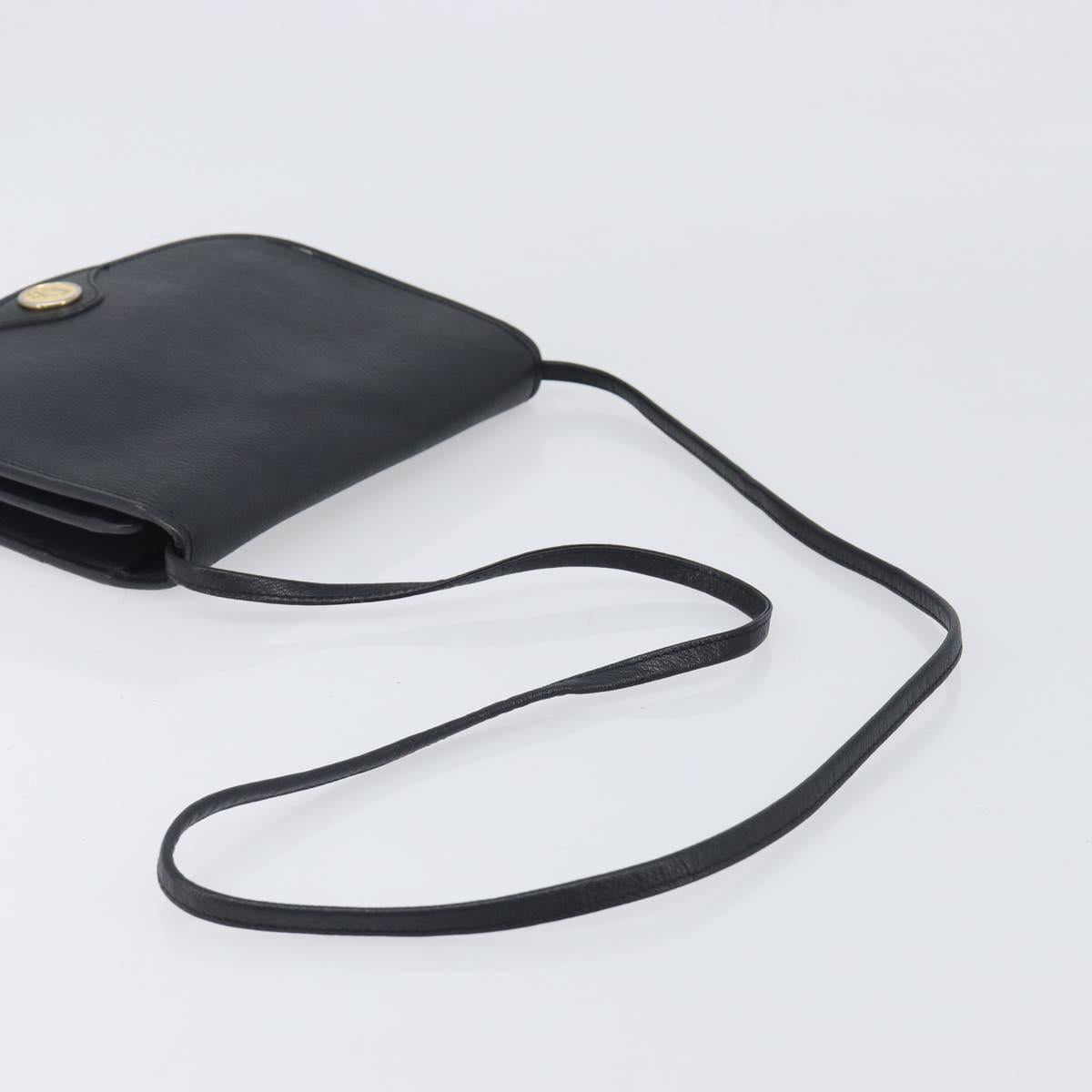 Christian Dior Honeycomb Canvas Shoulder Bag PVC Black Gold Auth bs36955
