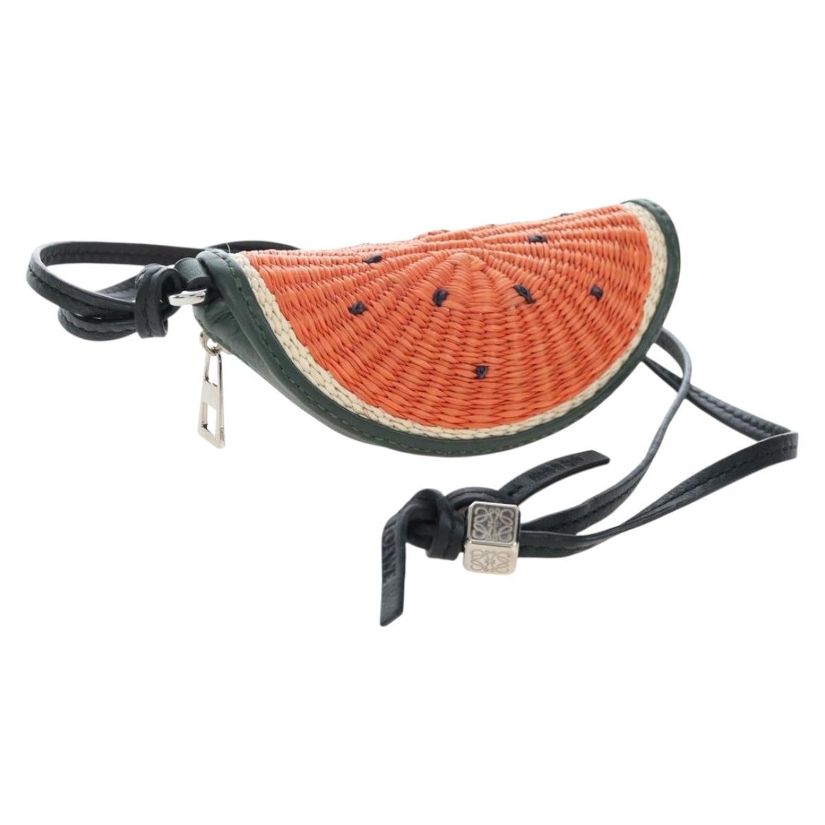 LOEWE Coin Purse Raffia Paula's Visa Collection Orange Auth bs36956M