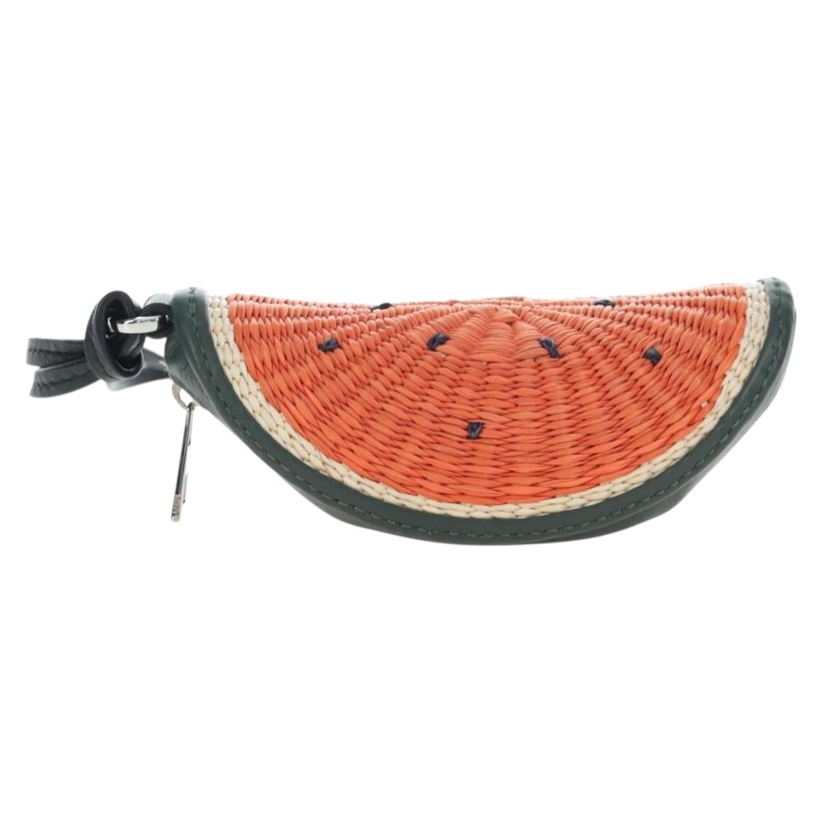 LOEWE Coin Purse Raffia Paula's Visa Collection Orange Auth bs36956M