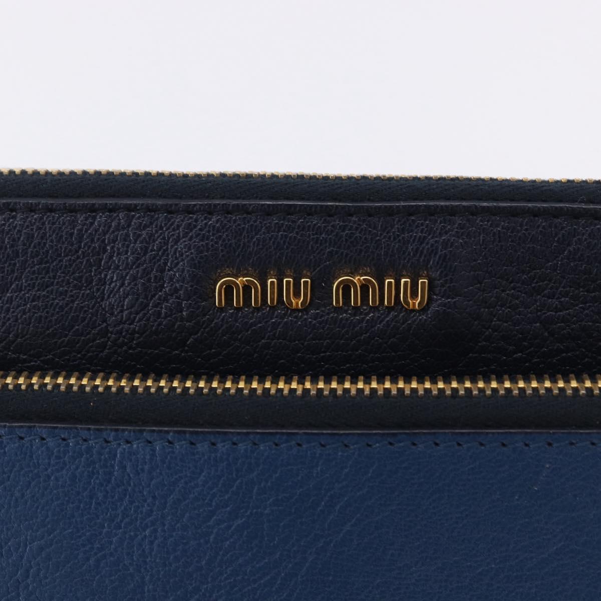 Miu Miu Chain Shoulder Bag Leather Blue Gold Auth bs36957A