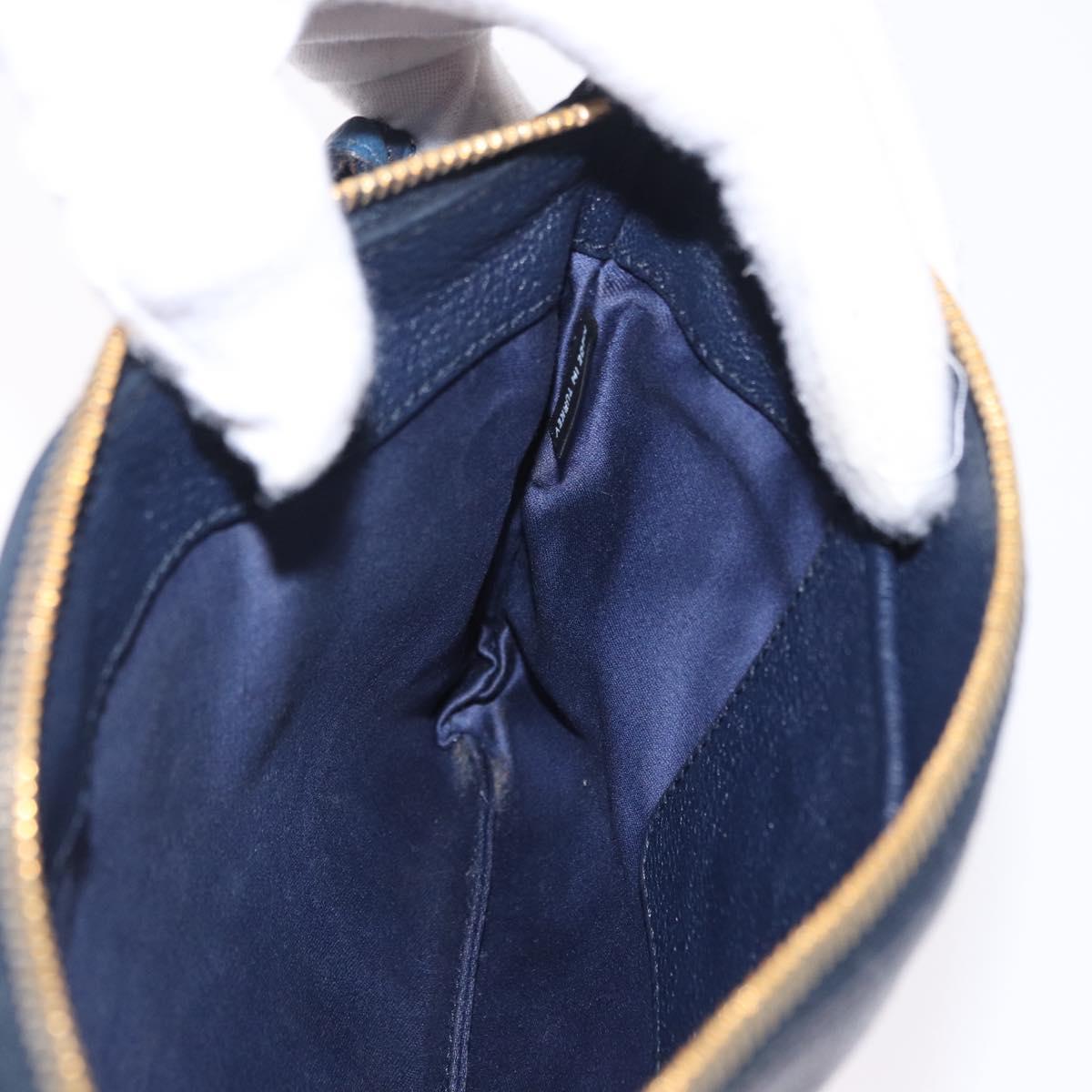 Miu Miu Chain Shoulder Bag Leather Blue Gold Auth bs36957A