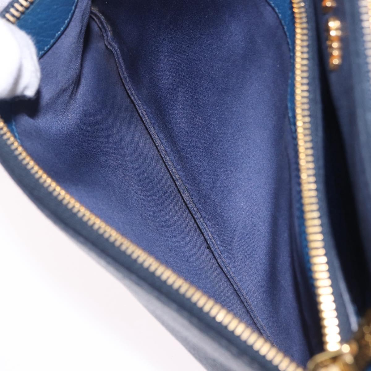 Miu Miu Chain Shoulder Bag Leather Blue Gold Auth bs36957A