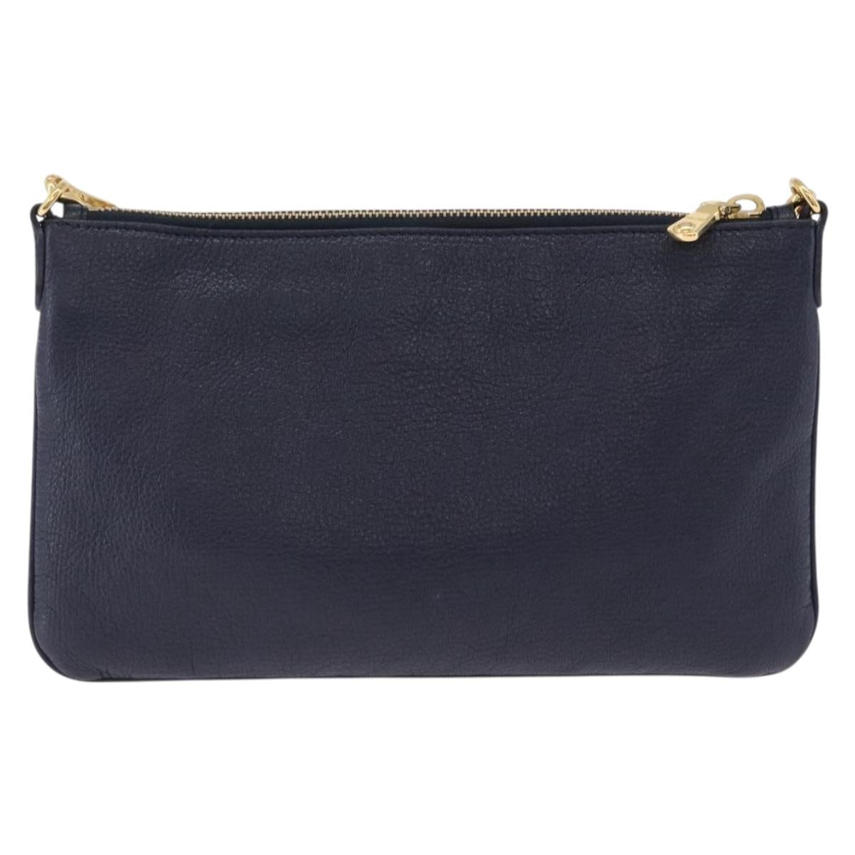 Miu Miu Chain Shoulder Bag Leather Blue Gold Auth bs36957A