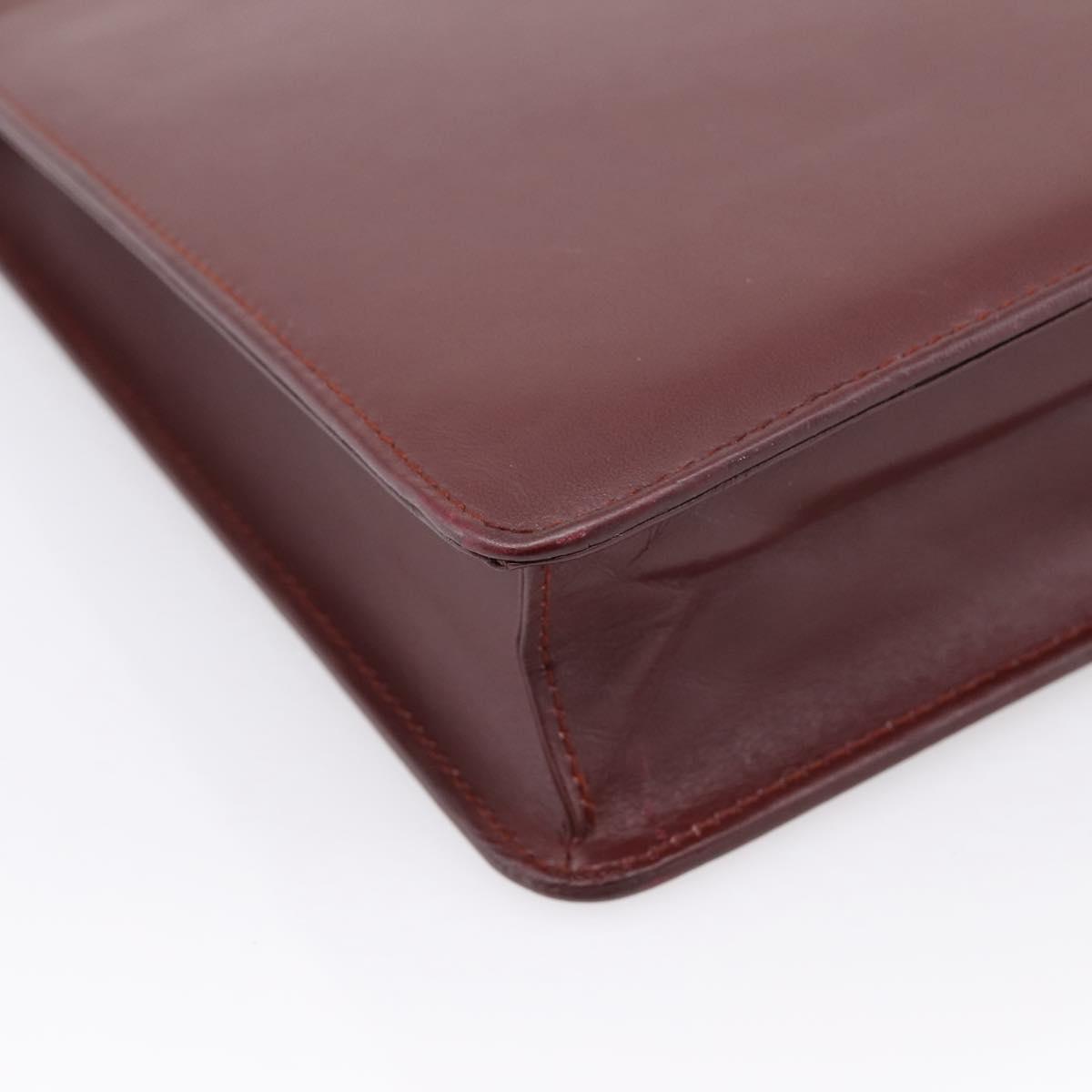 CARTIER Must Line Business Bag Leather Bordeaux Gold Auth bs36958