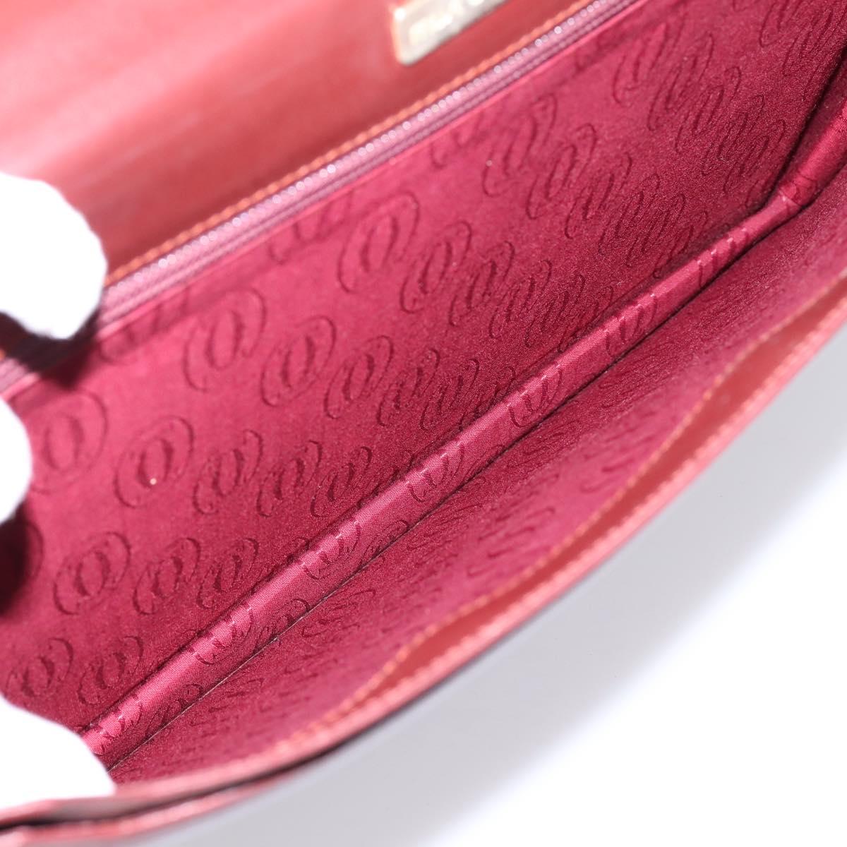 CARTIER Must Line Business Bag Leather Bordeaux Gold Auth bs36958